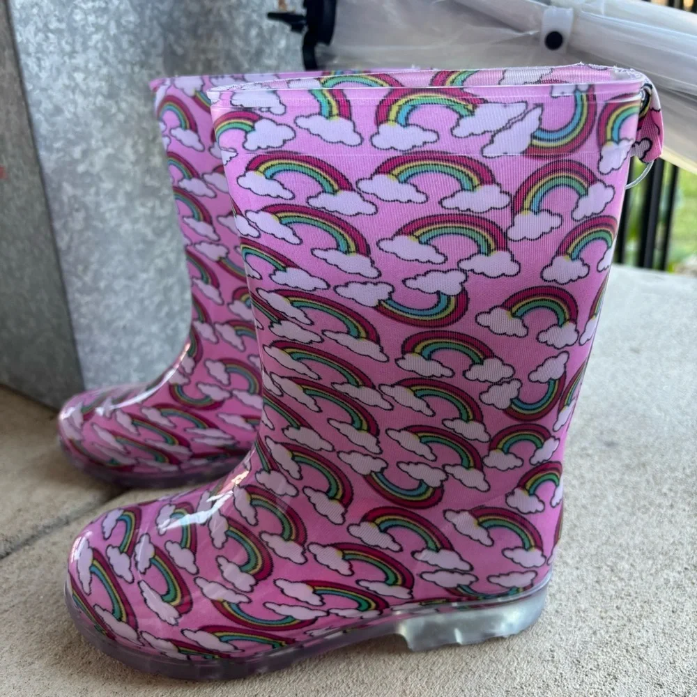 Capelli Girls Glitter Waterproof Rain Boots for Girls Sparkle Rainbow
